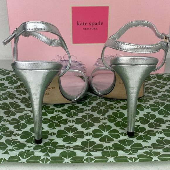 Kate Spade Giulia Sandals Metallic Heels New - Picture 7 of 8